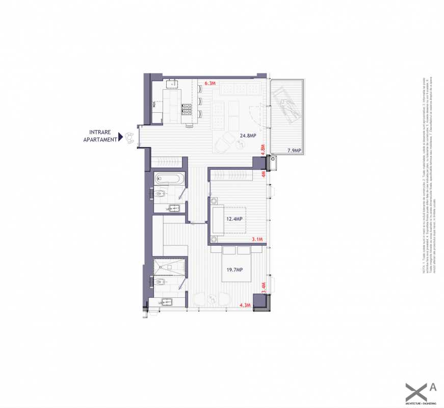 2 Bedroom Apartment For Sale In One Mircea Eliade Blueprint