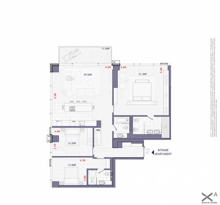 Apartament cu 4 camere de vânzare în One Mircea Eliade Blueprint