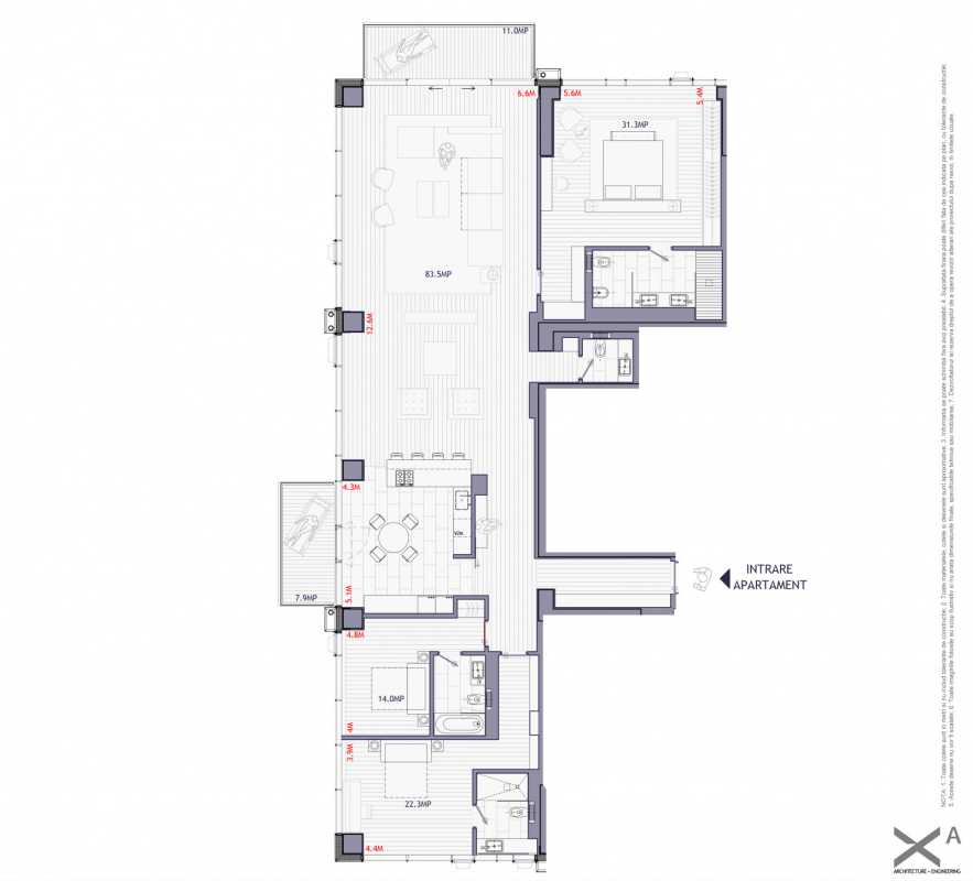 Apartament cu 4 camere de vânzare în One Mircea Eliade Blueprint