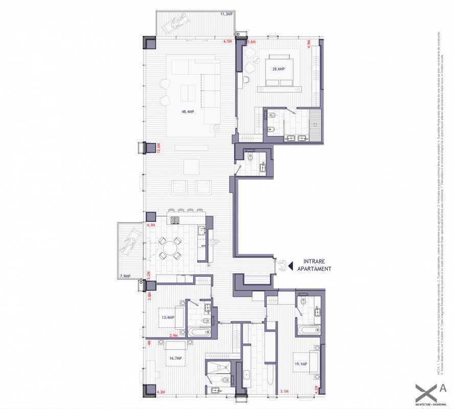 4 Bedroom Penthouse For Sale In One Mircea Eliade Blueprint
