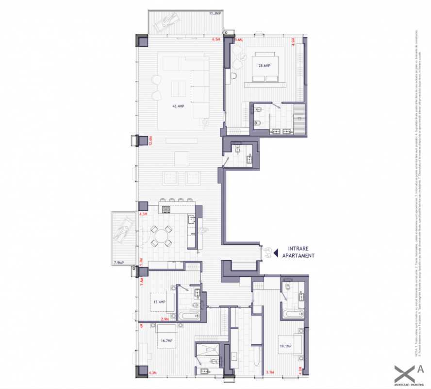 Penthouse cu 5 camere de vânzare în One Mircea Eliade Blueprint