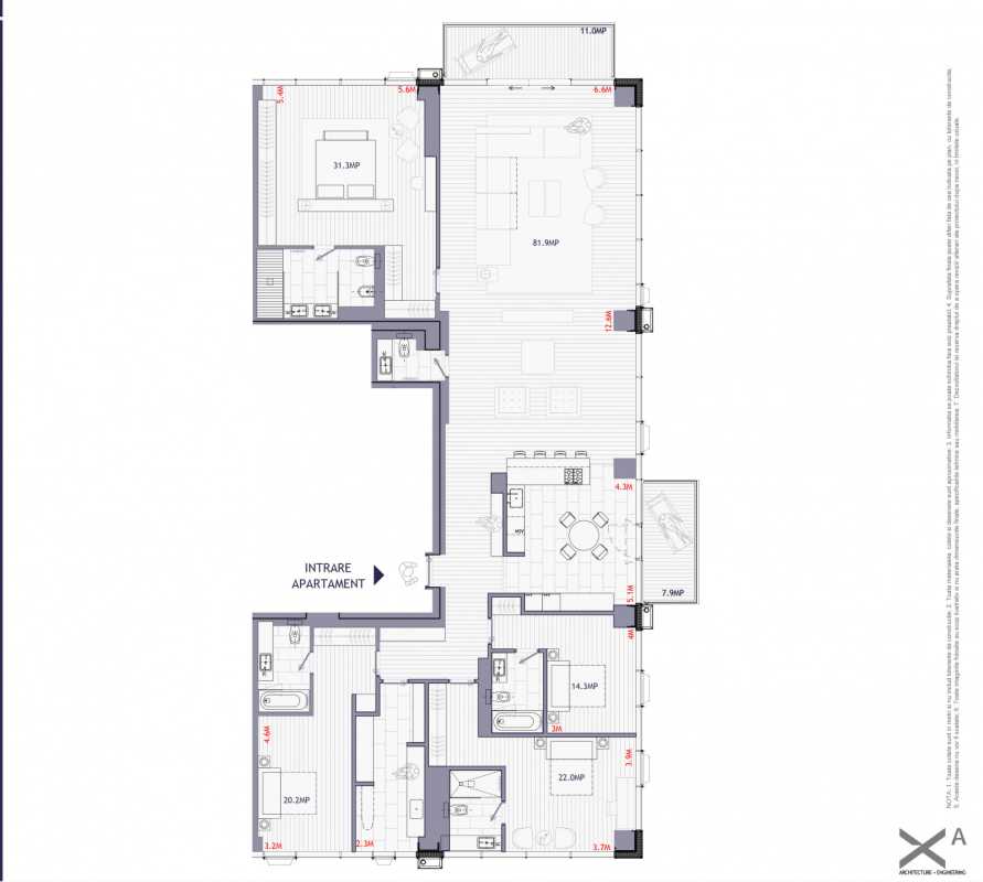 Penthouse cu 5 camere de vânzare în One Mircea Eliade Blueprint