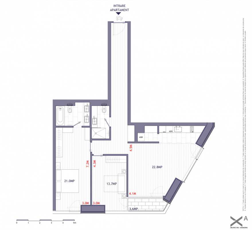 Apartament cu 3 camere de vânzare în One Verdi Park Blueprint