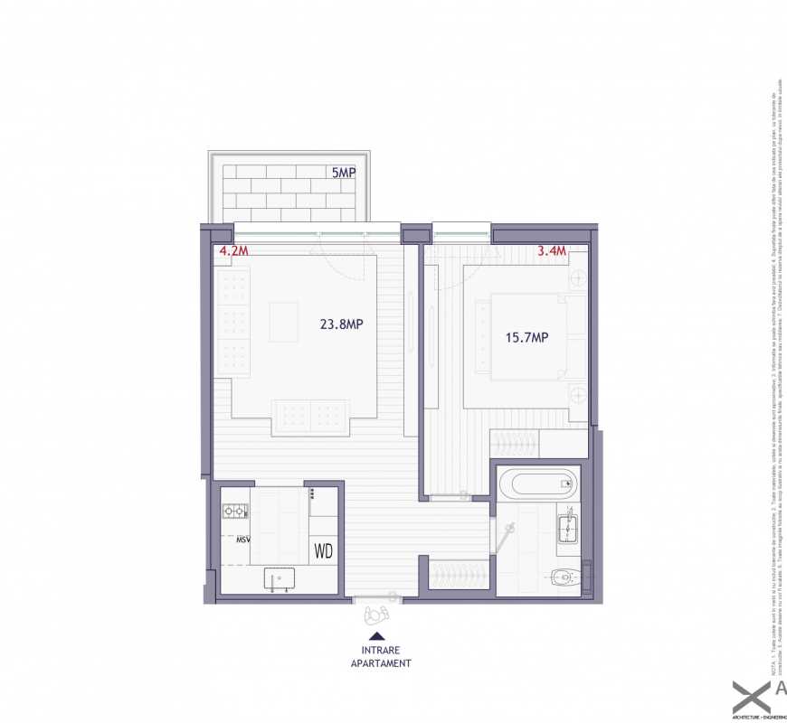 1 Bedroom Apartment For Sale In One Timpuri Noi Blueprint