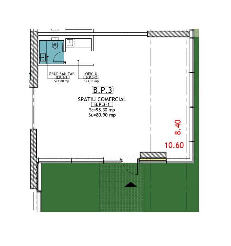 Spațiu comercial de 98,30 m² de vânzare în One Timpuri Noi Blueprint