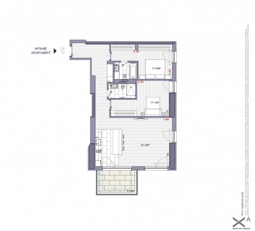2 Bedroom Apartment For Sale In One Herăstrău Towers Blueprint