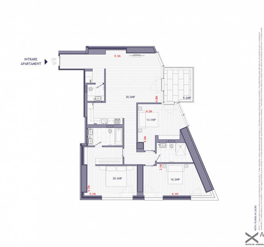 3 Bedroom Apartment For Sale In One Herăstrău Towers Blueprint