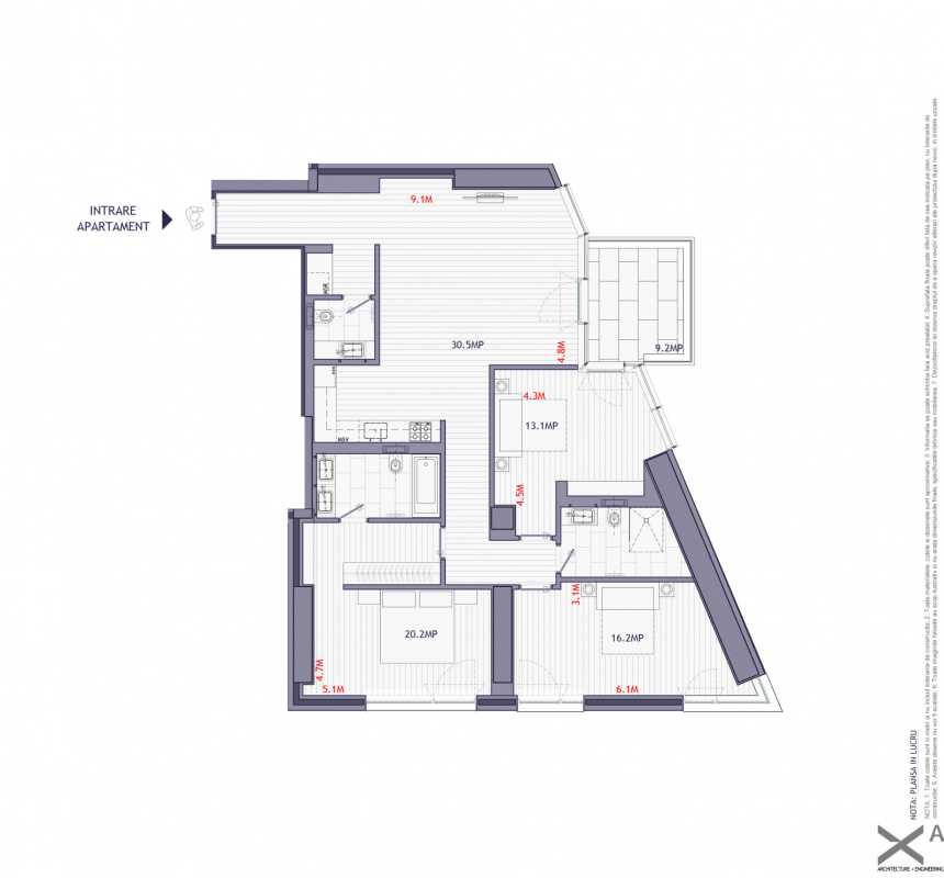Apartament cu 4 camere de vânzare în One Herăstrău Towers Blueprint