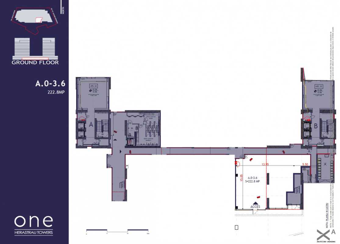 222.8 Sqm Commercial Space For Sale In One Herăstrău Towers Blueprint
