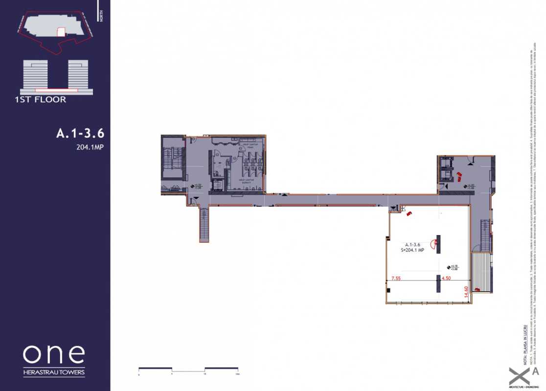 204.1 Sqm Commercial Space For Sale In One Herăstrău Towers Blueprint