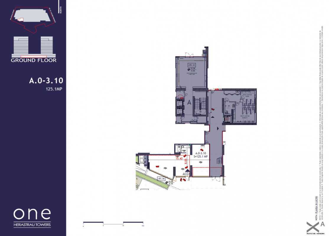 125.1 Sqm Commercial Space For Sale In One Herăstrău Towers Blueprint