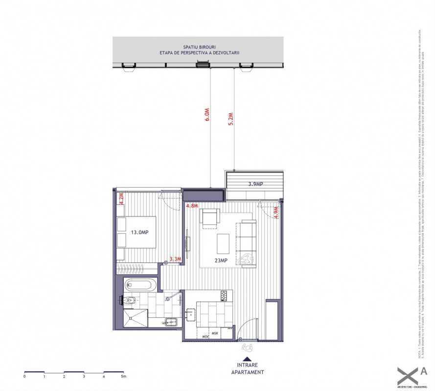 Apartament nou cu 2 camere de vânzare în One Verdi Park Blueprint