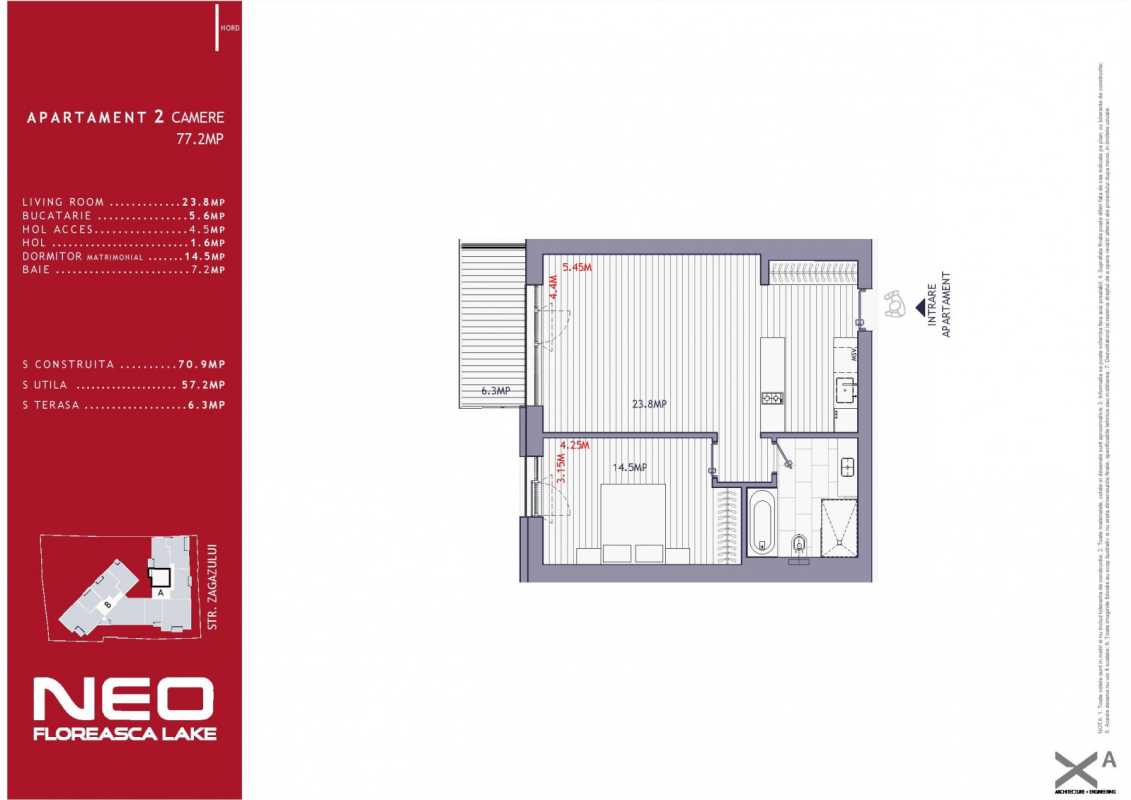 1 Bedroom Apartment For Sale In One Floreasca Vista Blueprint