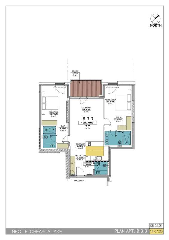 2 Bedroom Apartment For Sale In One Floreasca Vista Blueprint