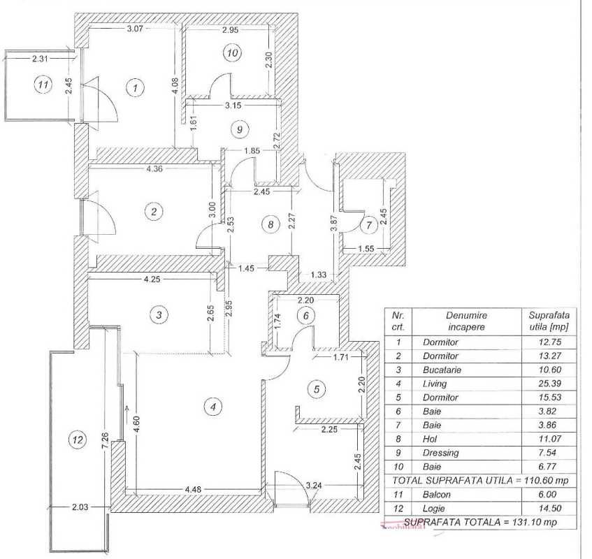 3 Bedroom Apartment For Sale In One Herăstrău Plaza Blueprint